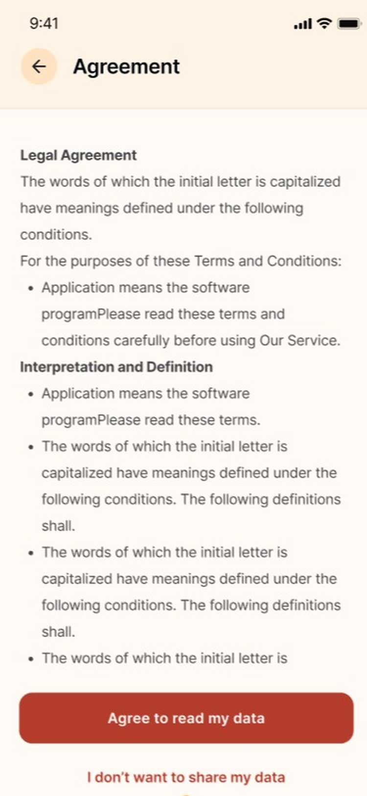 Resident consent screen: the app asks permission before any meter data is read